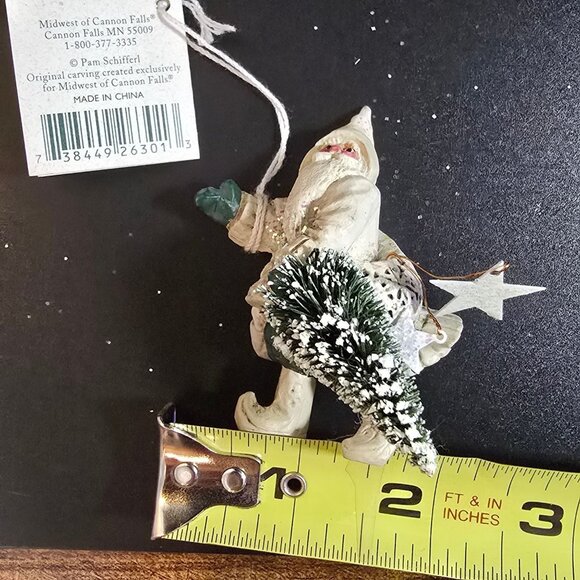NWT Pam Schifferl White Winter Santa Ornament Tree Stars Handcrafted by Midwest - Picture 11 of 12